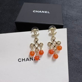 CHANEL Coral Charm Chain Drop Earrings