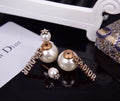 Dior Pearl Crystal Asymmetric Drop Stud Earrings