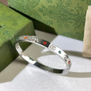 Gucci GG Colored Crystal Rivet Cuff Bracelet
