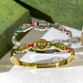 Gucci Interlocking G Tricolor Enamel Cuff Bracelet