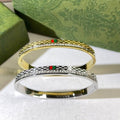 Gucci Web Stripe Pavé Edge Slim Cuff Bracelet