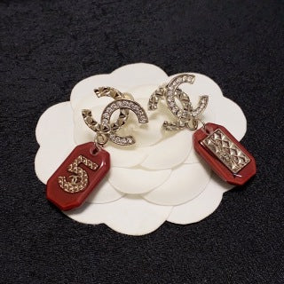 CHANEL Charm Tag CC Drop Earrings