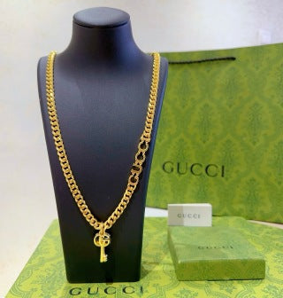 Gucci Interlocking G Double Chain Key Pendant Necklace