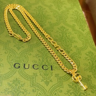 Gucci Interlocking G Double Chain Key Pendant Necklace