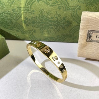 Gucci Interlocking G Crystal Studded Band Cuff Bracelet