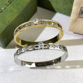 Gucci Crystal Accent Interlocking G Bezel Cuff Bracelet