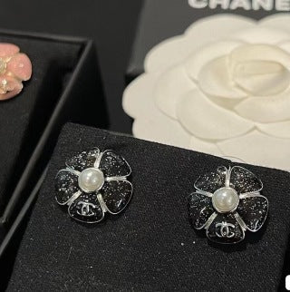 CHANEL Midnight Petal Bloom Stud Earrings