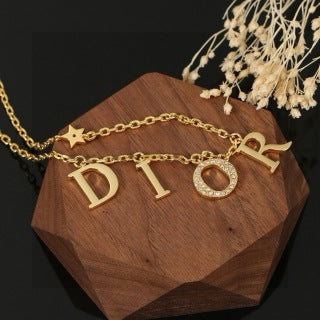 Dior Liora CD Letter Crystal Link Necklace