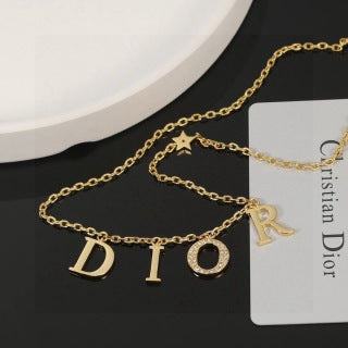 Dior Liora CD Letter Crystal Link Necklace