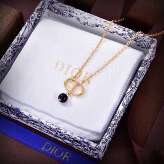 Dior Liora Black Pearl Drop Pendant Necklace