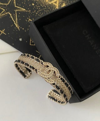 Chanel Black Crystal CC Cuff Bracelet – Elegant Luxury Fashion Jewelry