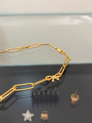 Dior Ribbon Bow Link Necklace