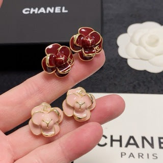 Chanel Enamel Blossom Stud Earrings
