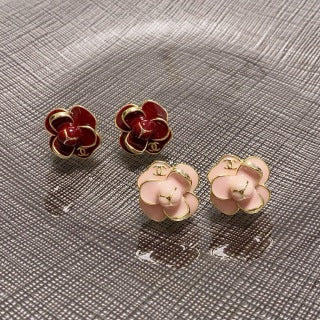 Chanel Enamel Blossom Stud Earrings