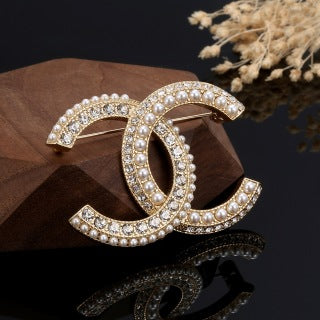 Chanel Crystal Signature CC Brooch