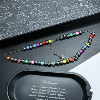 Louis Vuitton Rainbow Bead Monogram Charm Necklace