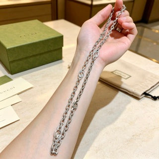 Gucci Interlocking Link Silver Chain Necklace
