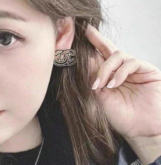 Chanel Openwork Signature CC Stud Earrings