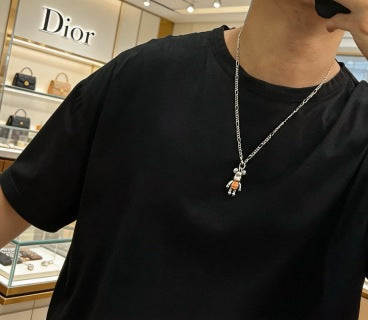 Dior Evelyne Silver Robot Charm Chain Necklace