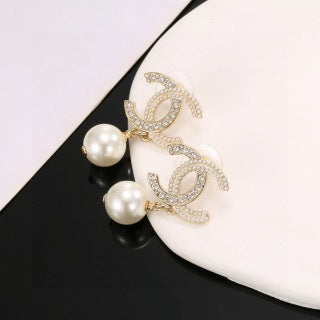 Chanel Timeless Pearl Charm Drop Earrings