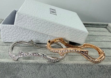 Dior Valentina Crystal Ribbon Sculptural Cuff Bracelet