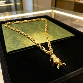 Gucci Animal Charm Box Link Chain Necklace