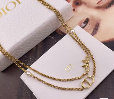 Dior Evelyne Double Chain CD Link Necklace