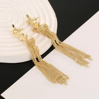 YSL Cassandre Fringe Chain Drop Earrings