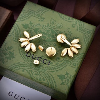 Gucci Interlocking G Pink Enamel Floral Drop Earrings