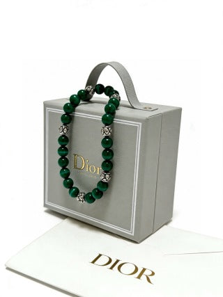 Dior Evelyne Emerald Green Bead Charm Bracelet