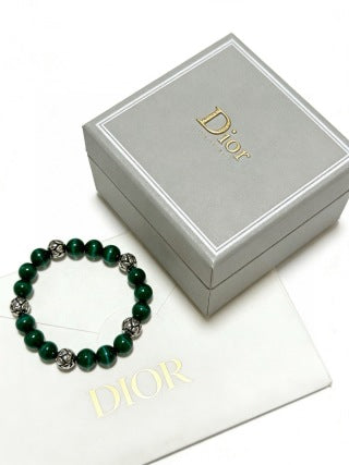 Dior Evelyne Emerald Green Bead Charm Bracelet