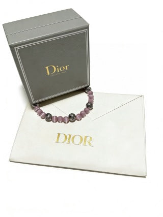 Dior Evelyne Rose Quartz Bead Charm Bracelet