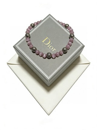 Dior Evelyne Rose Quartz Bead Charm Bracelet