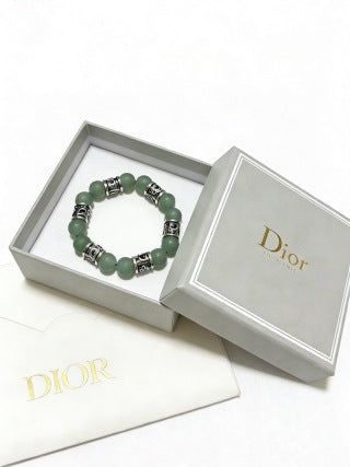 Dior Evelyne Sage Green Bead Charm Bracelet