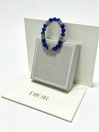Dior Evelyne Lapis Blue Bead Charm Bracelet
