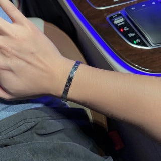 Louis Vuitton Silver Monogram Edge Cuff Bracelet