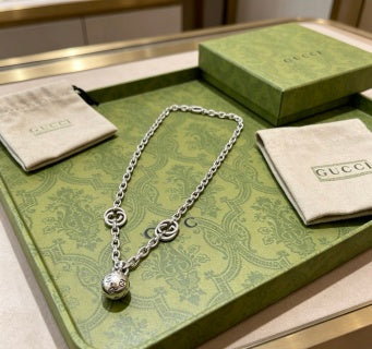 Gucci Interlocking G Crystal Drop Pendant Necklace