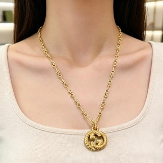 Gucci Interlocking G Round Medallion Chain Necklace