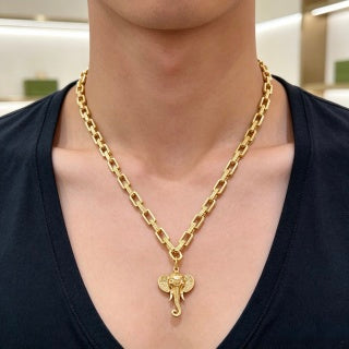 Gucci Horsebit Cross Pendant Chain Necklace