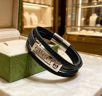 Gucci Interlocking G Leather Wrap Bracelet