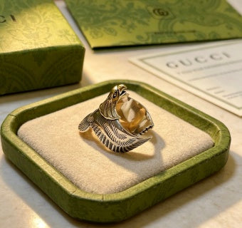 Gucci Horsebit Engraved Two-Tone Statement Ring