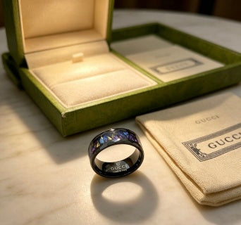 Gucci Interlocking G Iridescent Enamel Band Ring