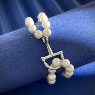 Gucci Pearl Bead GG Toggle Charm Bracelet