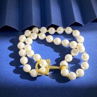 Gucci Pearl Bead GG Toggle Charm Bracelet