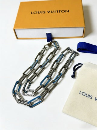 Louis Vuitton Blue Accent Link Layer Necklace