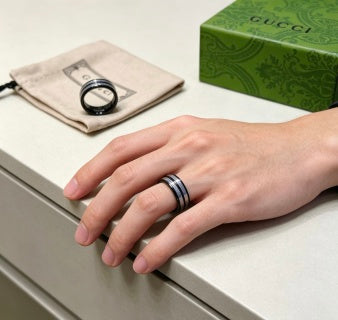Gucci GG Black Ceramic Triple Band Ring