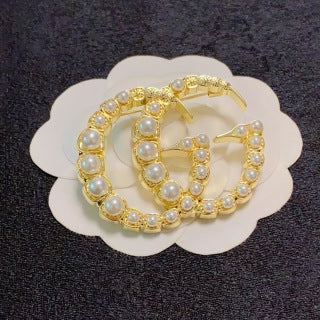 Gucci GG Crystal Double Loop Brooch Pin