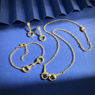 Gucci Horsebit Double Ring Pendant Chain Necklace