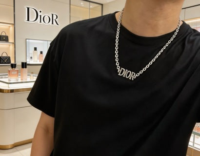 Dior Signature Silver Logo Chain Necklace