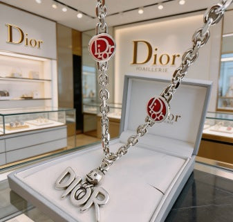 Dior Oblique Medallion Charm Link Necklace